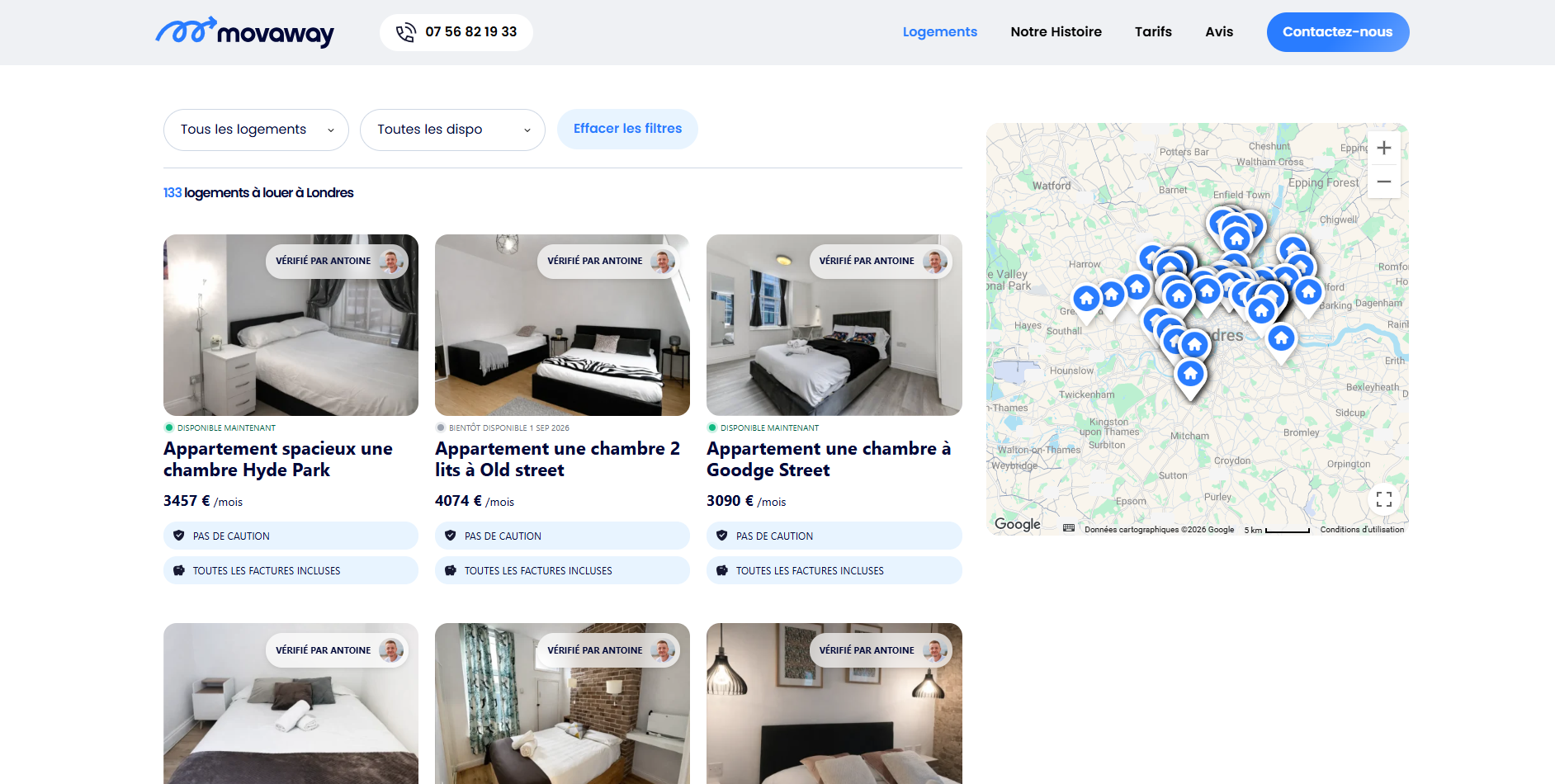 Fiche d'un logement étudiant Movaway à Londres, vérifié par l'équipe